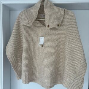 LOFT Women's Beige Ribbed Poncho